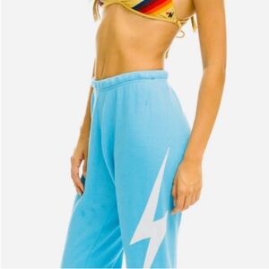 Aviator Nation Blue Lightning Bolt Women's Sweat Pants